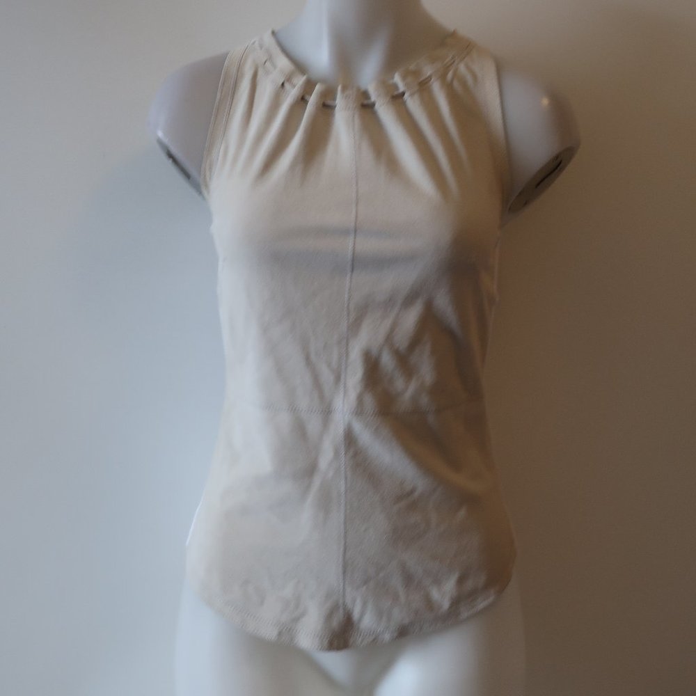 ILLIA WHITE/KHAKI SUEDE TANK TOP SZ 0*